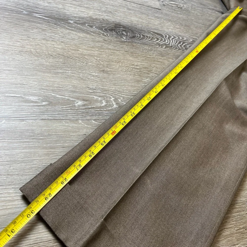 Vintage 1960s Dress Pants Mens 36x29 Brown Talon Zipper Cuffed Straight Trousers